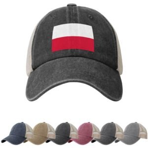 Zonnehoeden met de Poolse vlag voor mannen en vrouwen, cowboypet met mesh-onderkant, Poolse truckerpet