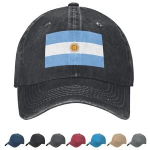 Flag of Argentina Denim Baseball Cap Argentinean Flag Unisex Vintage Adjustable Outdoor Trucker Hat Black