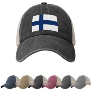 Finland Flag Sun Hats for Men Women Flag of Finland Cowboy Mesh Baseball Cap Finns Trucker Hat