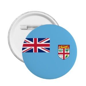 5 szt. okrągłych odznak Fidżi ze stojakiem i przypinką Fidżi, dekoracja flagi Fidżi