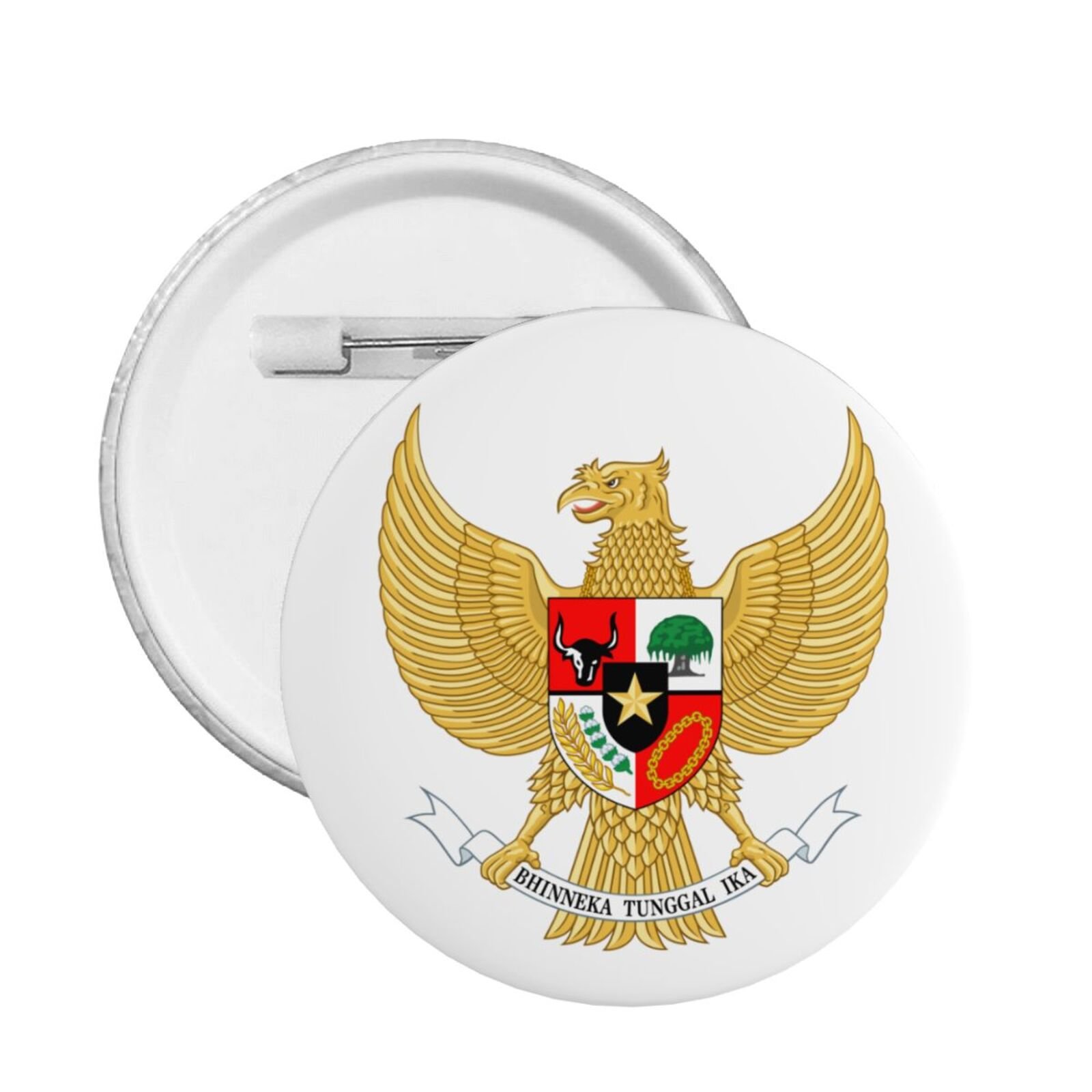 5Pcs Coat of Arms of Indonesia Round Button Badge Support Indonesia Emblem Pin Indonesian Decorations