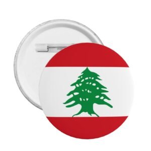 5 szt. okrągłych odznak Libanu ze stojakiem i przypinką Libanu, dekoracja flagi Libanu