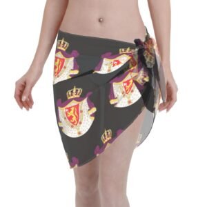 Women Short Sarongs Beach Wrap Norway Emblem for Norwegian Swimsuit Short Skirt Chiffon Scarf
