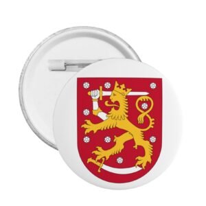 5 insignias redondas con el escudo de armas de Finlandia, emblema de Finlandia, decoraciones finlandesas.