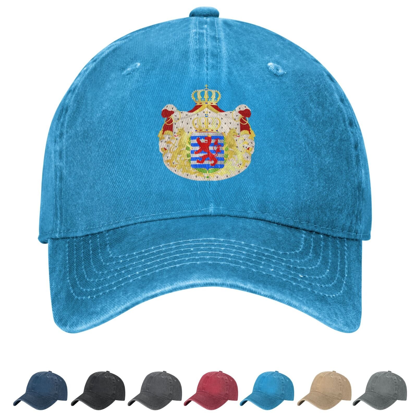 Coat of arms of Luxembourg Denim Baseball Cap Luxembourgian Casual Unisex Vintage Adjustable Flag Trucker Hat Black - Image 5