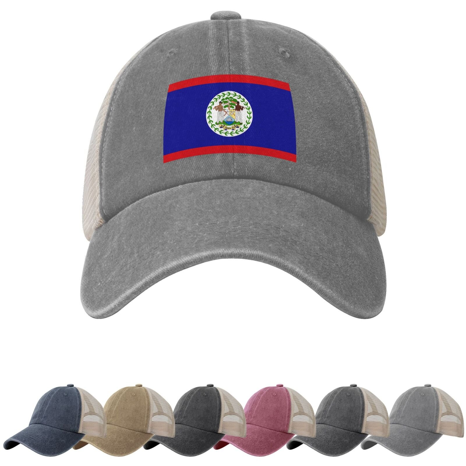Belize Flag Sun Hats for Men Women Flag of Belize Cowboy Mesh Baseball Cap Belizean Trucker Hat - Image 6