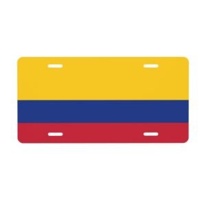 Colombia Flag License Plate Colombian Decorative Car Plate Front Back Cover Metal Aluminum 6x12 Inch 4 Holes