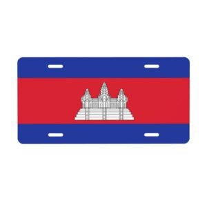 Cambodia Flag License Plate Cambodian Decorative Car Plate Front Back Cover Metal Aluminum 6x12 Inch 4 Holes