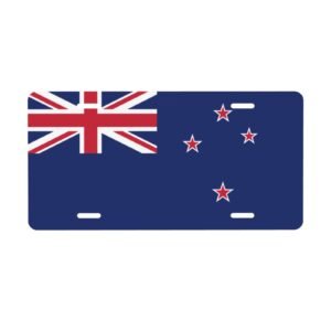Tablica rejestracyjna z flagą Nowej Zelandii, dekoracyjna tablica rejestracyjna NewZealander, przednia i tylna pokrywa, metalowa, aluminiowa, 6x12 cali, 4 otwory