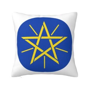 Square Throw Pillow Covers for Coat of Arms of Ethiopia National Emblem Pillowcase for Ethiopian Couch Sofa Bedroom
