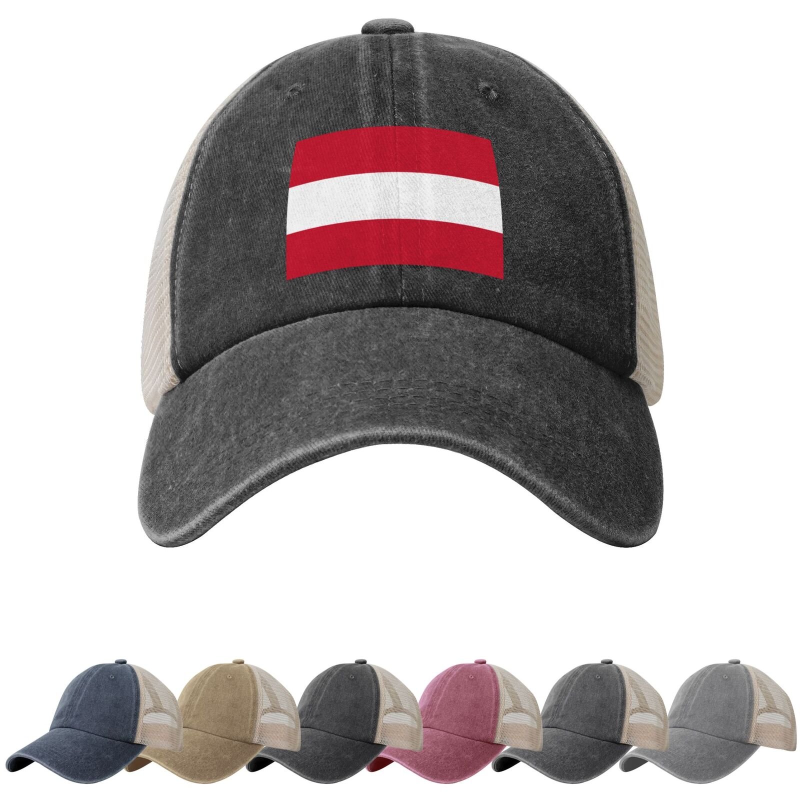 Austria Flag Sun Hats for Men Women Flag of Austria Cowboy Mesh Baseball Cap Austrian Trucker Hat