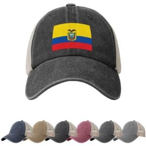 Ecuador Flag Sun Hats for Men Women Flag of Ecuador Cowboy Mesh Baseball Cap Ecuadorian Trucker Hat