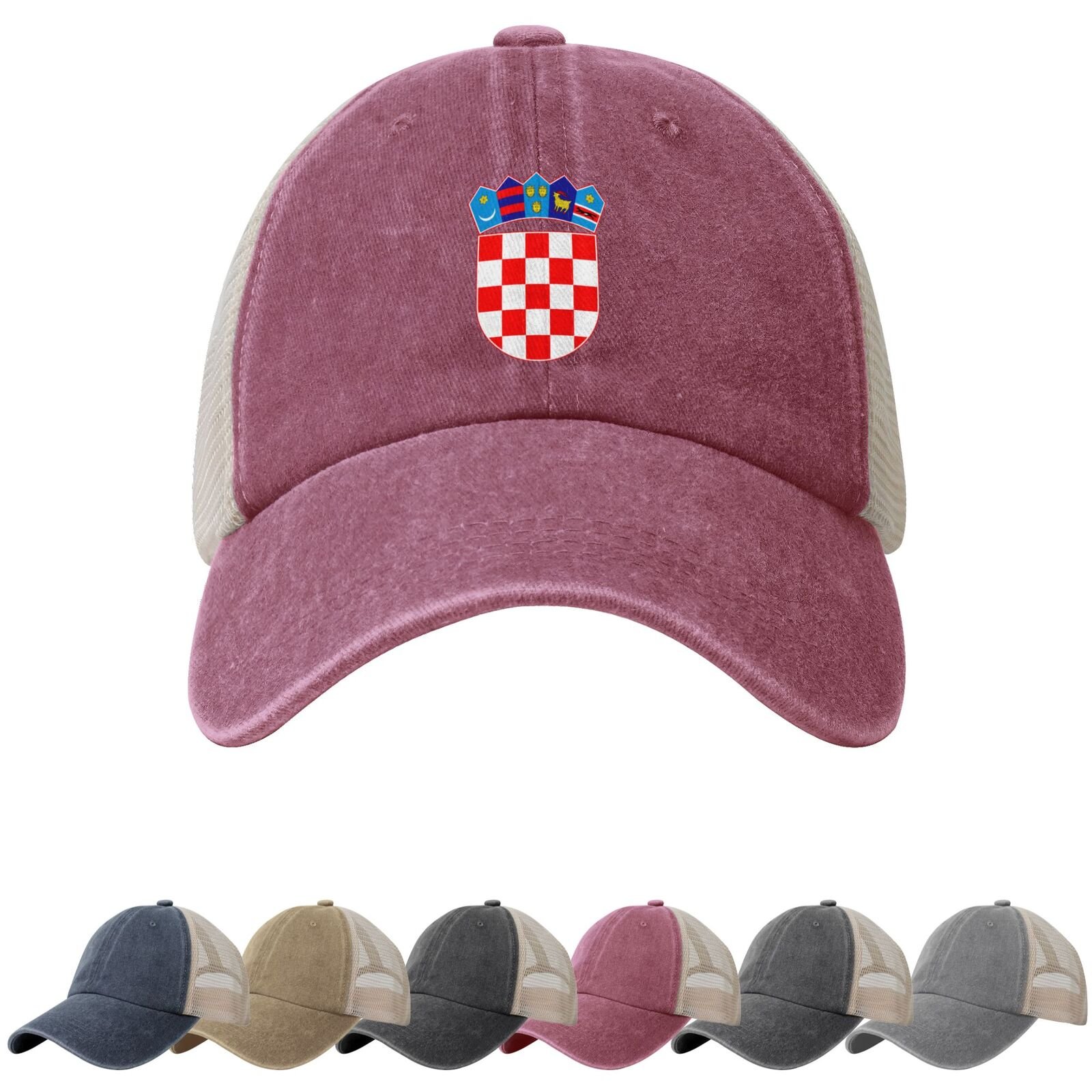 Coat of Arms of (Croatia) Sun Hats for Men Women (Croatia) Emblem Cowboy Mesh Baseball Cap Croatian Trucker Hat - Image 3