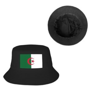 Algeria Bucket Hats for Men Women Flag of Algeria Outdoor Summer Fishing Hat Black