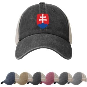 Coat of Arms of Slovakia Sun Hats for Men Women Slovakia Emblem Cowboy Mesh Baseball Cap Slovakian Trucker Hat