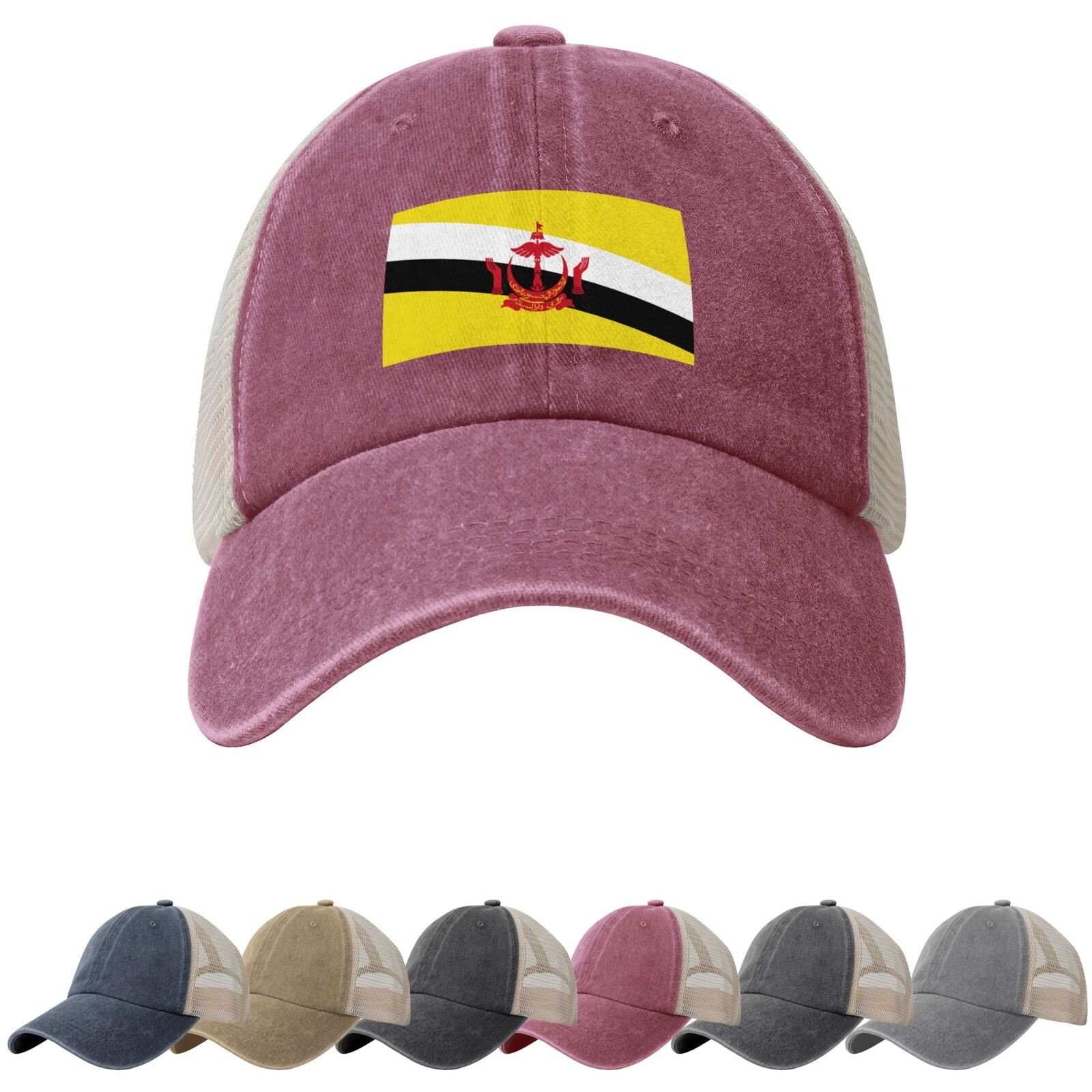 Brunei Flag Sun Hats for Men Women Flag of Brunei Cowboy Mesh Baseball Cap Bruneian Trucker Hat - Image 3