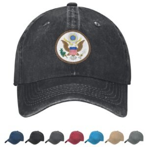 Coat of arms of United States Denim Baseball Cap American Casual Unisex Vintage Adjustable Flag Trucker Hat Black