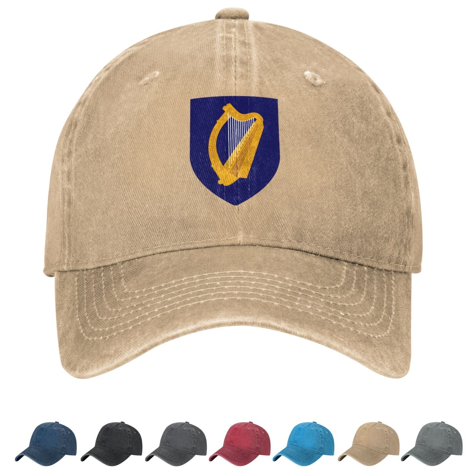 Coat of arms of Ireland Denim Baseball Cap Irish Casual Unisex Vintage Adjustable Flag Trucker Hat Black - Image 7