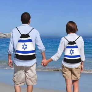Flag Of Israel Drawstring Backpack Yoga Beach Sackpack Lightweight Gym Sports String Bag Outdoor Decor