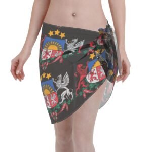 Women Short Sarongs Beach Wrap Latvia Emblem for Latvian Swimsuit Short Skirt Chiffon Scarf