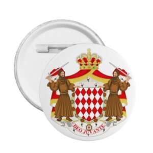 5 stuks ronde badges met het wapen van Monaco, embleemspeldjes, Monegaskische decoratie
