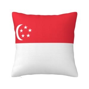 Square Throw Pillow Covers for Singapore Flag Pillowcase for Singaporean Couch Sofa Bedroom