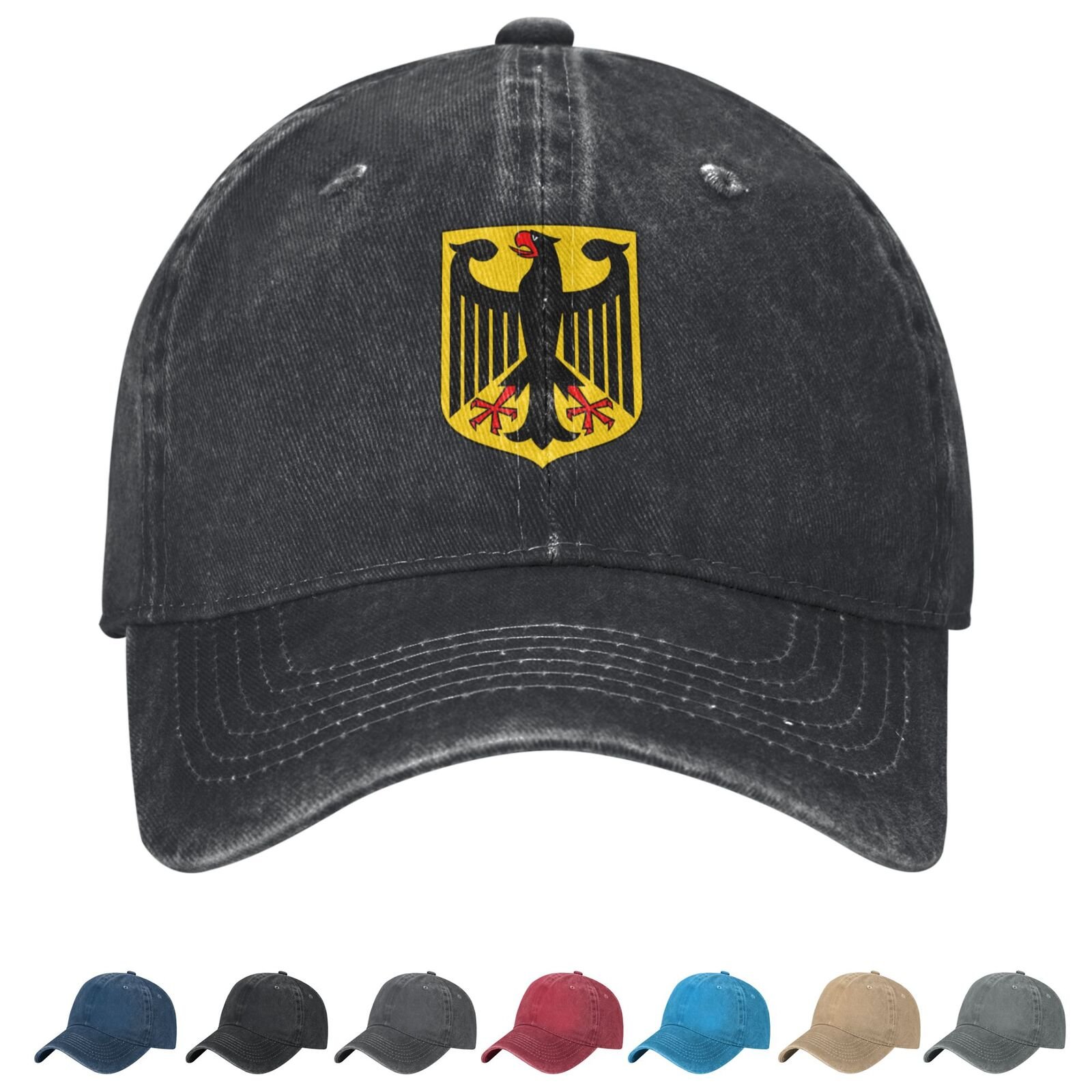 Coat of arms of Germany Denim Baseball Cap German Casual Unisex Vintage Adjustable Flag Trucker Hat Black