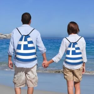 Greece Drawstring Backpack Yoga Beach Sackpack Lightweight Gym Sports String Greek Bag Outdoor Decor