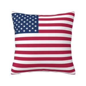 Square Throw Pillow Covers for United States Flag Pillowcase for American USA Couch Sofa Bedroom