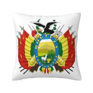 Square Throw Pillow Covers for Coat of Arms of Bolivia National Emblem Pillowcase for Bolivian Couch Sofa Bedroom