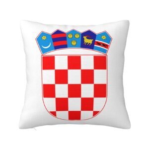 Square Throw Pillow Covers for Coat of Arms of (Croatia) National Emblem Pillowcase for Croatian Couch Sofa Bedroom