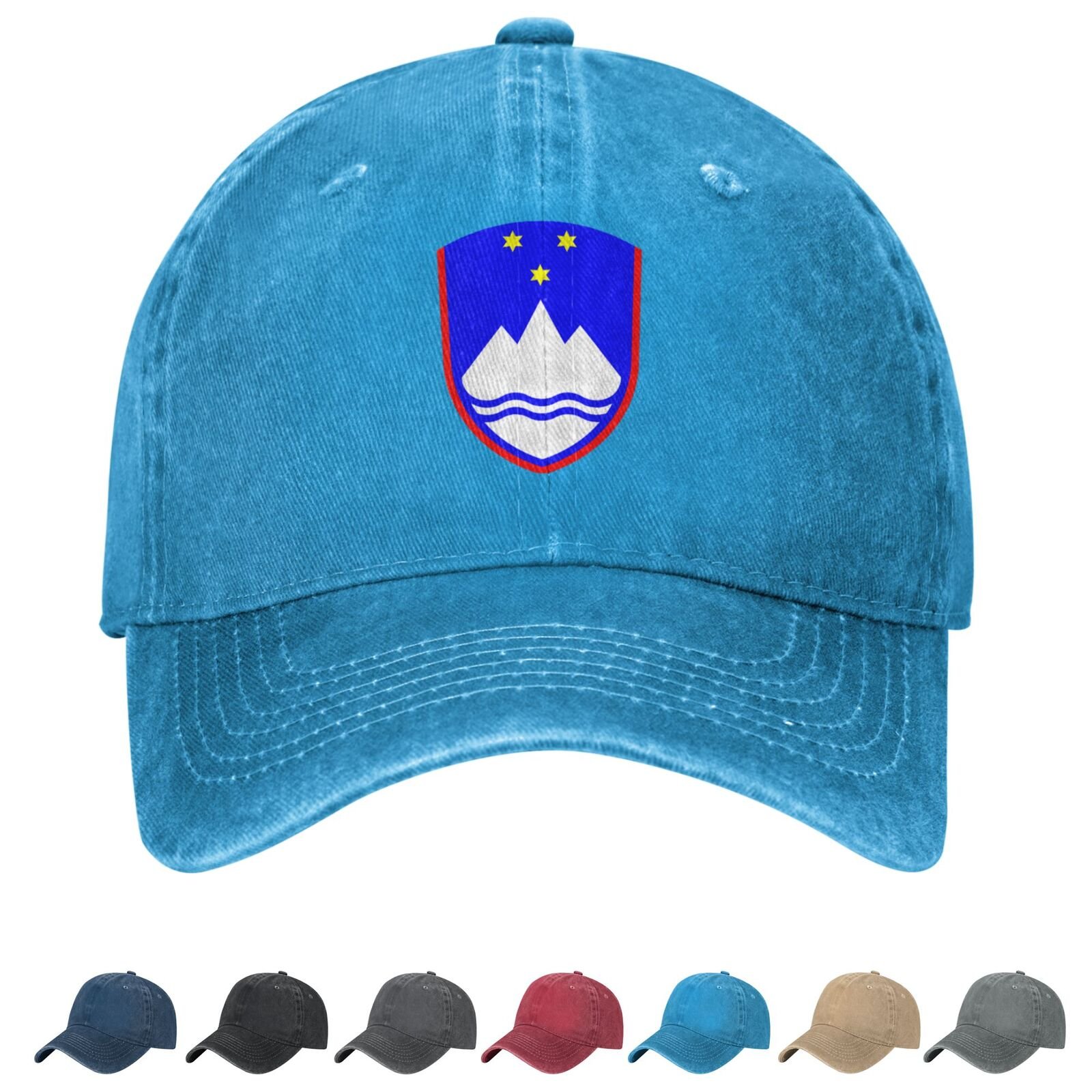 Coat of arms of Slovenia Denim Baseball Cap Slovenian Casual Unisex Vintage Adjustable Flag Trucker Hat Black - Image 5