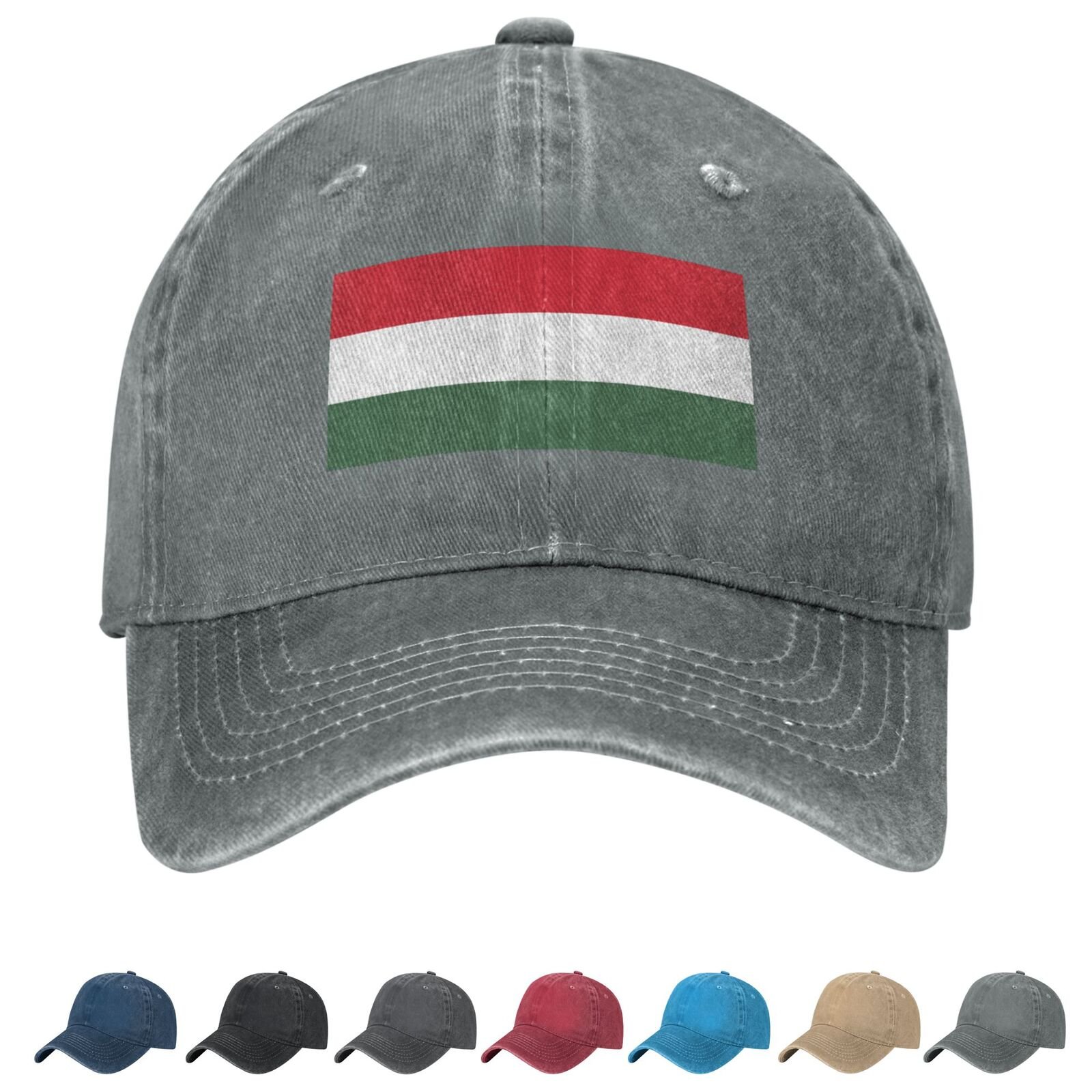 Flag of Hungary Denim Baseball Cap Hungarian Flag Unisex Vintage Adjustable Outdoor Trucker Hat Black - Image 3