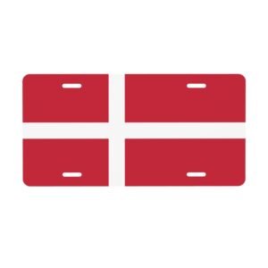 Denmark Flag License Plate Danish Decorative Car Plate Front Back Cover Metal Aluminum 6x12 Inch 4 Holes