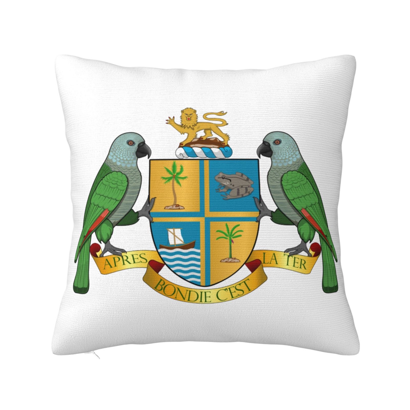 Vierkante sierkussenhoezen met het wapen van Dominica, het nationale embleem van de Dominicaanse Republiek, voor een Dominicaanse bank, fauteuil of slaapkamer.
