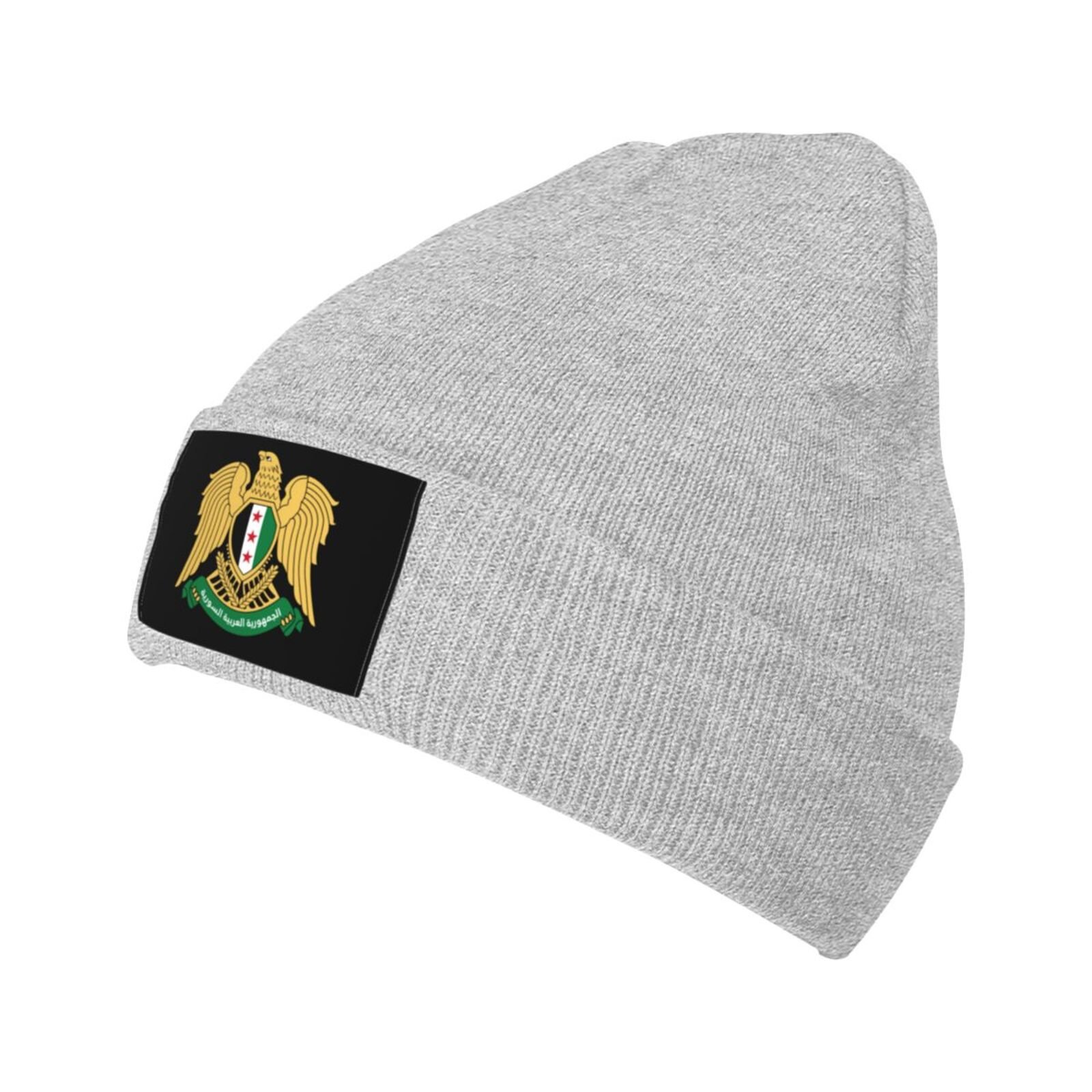 coat of arms of syria knit beanie hat syria emblem knitted cap for syrians winter outdoor men women