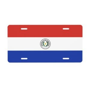 Tablica rejestracyjna z flagą Paragwaju, dekoracyjna tablica rejestracyjna z Paragwaju, przednia i tylna pokrywa, metalowa, aluminiowa, 6x12 cali, 4 otwory
