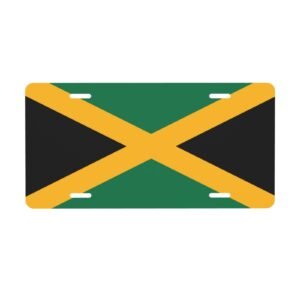 Jamaica Flag License Plate Jamaican Decorative Car Plate Front Back Cover Metal Aluminum 6x12 Inch 4 Holes