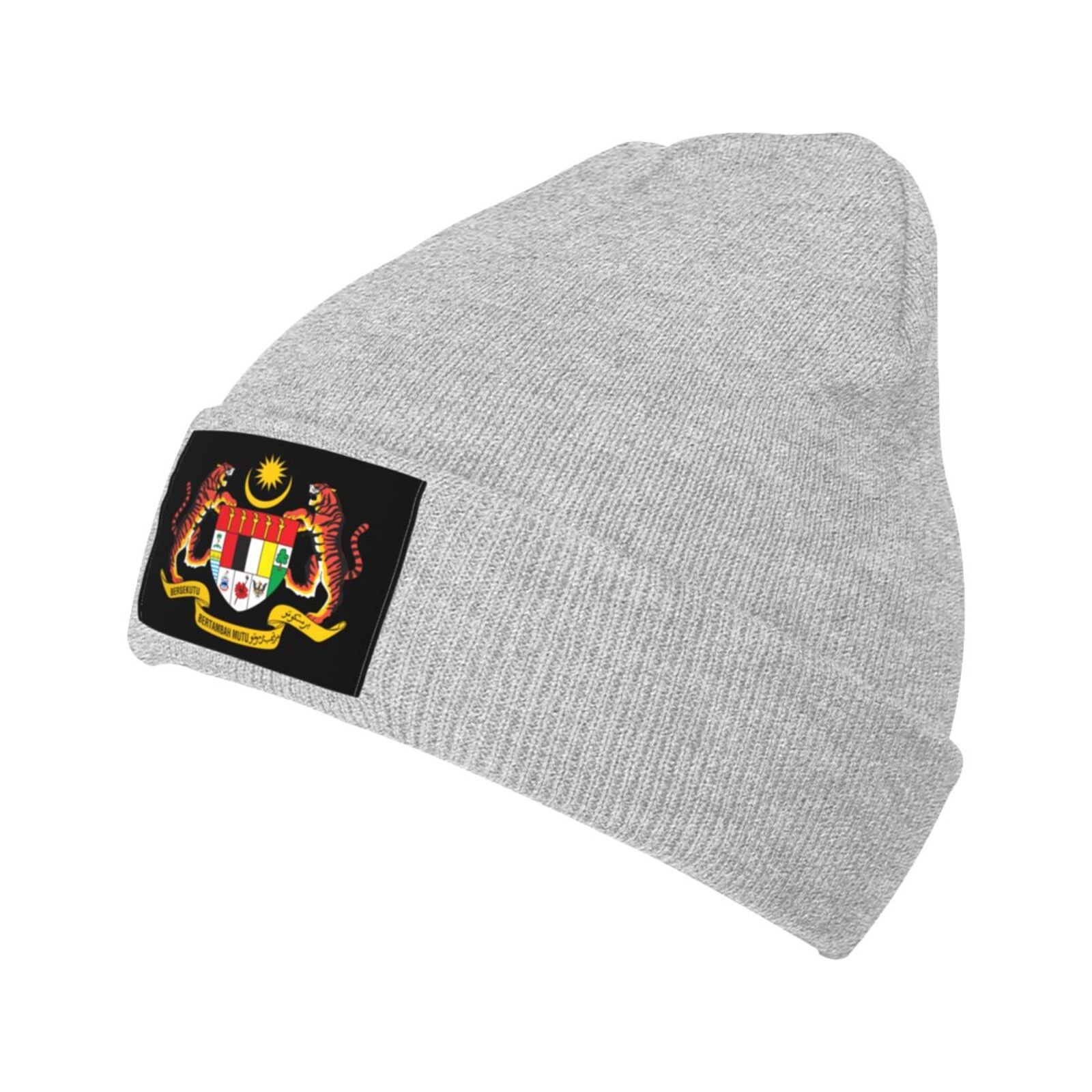 coat of arms of malaysia knit beanie hat malaysia emblem knitted cap for malaysian winter outdoor men women