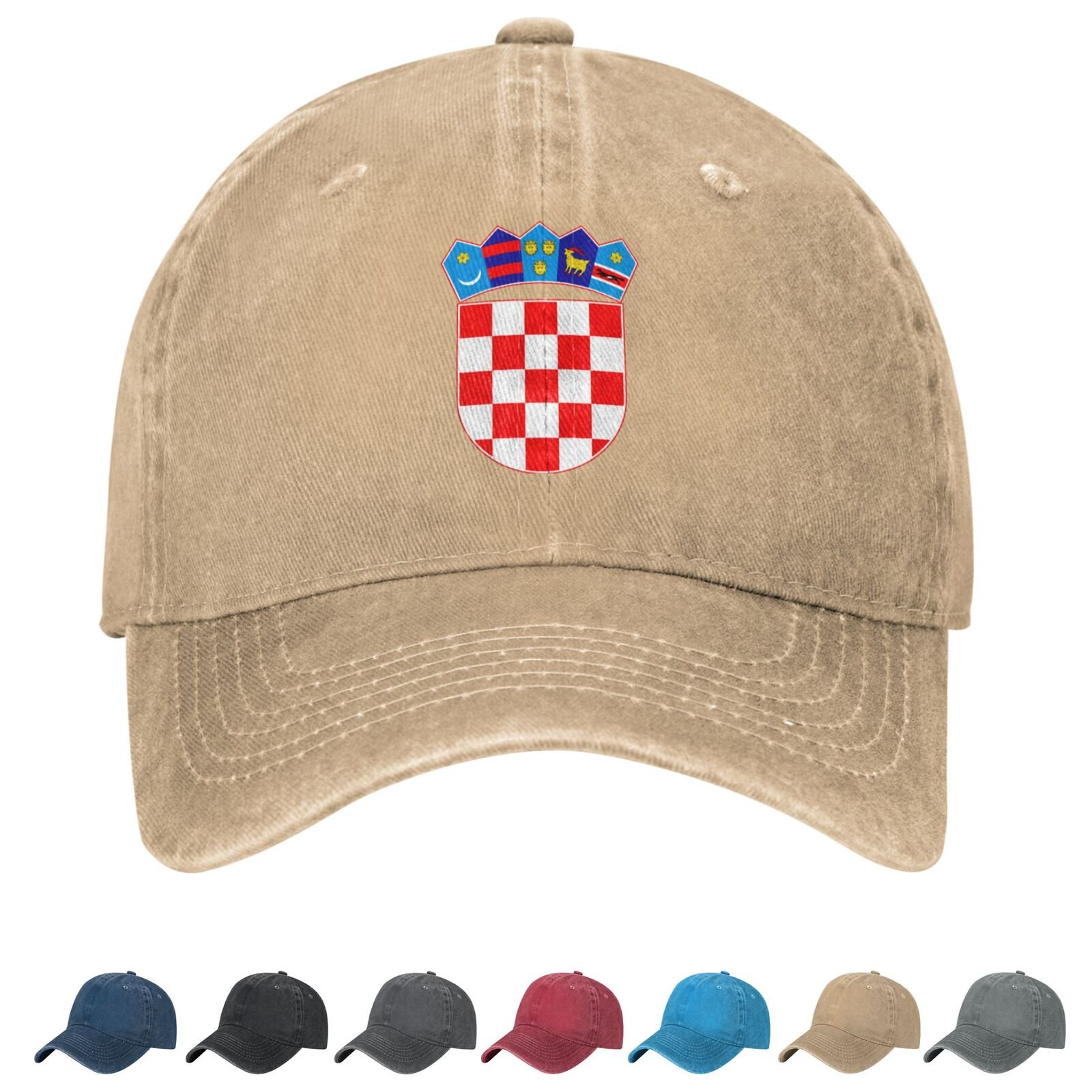 Coat of arms of (Croatia) Denim Baseball Cap Croatian Casual Unisex Vintage Adjustable Flag Trucker Hat Black - Image 7