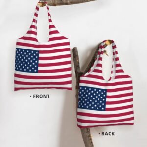 Torby płócienne USA dla kobiet i mężczyzn wielokrotnego użytku, na zakupy, torba z flagą narodową USA