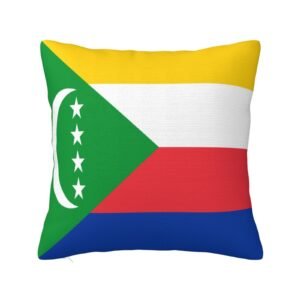 Square Throw Pillow Covers for Comoros Flag Pillowcase for Comorian Couch Sofa Bedroom
