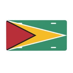 Guyana Flag License Plate Guyanese Decorative Car Plate Front Back Cover Metal Aluminum 6x12 Inch 4 Holes