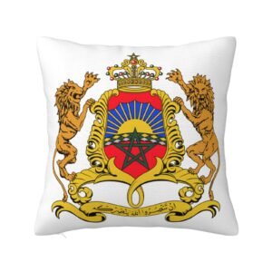 Square Throw Pillow Covers for Coat of Arms of (Morocco) National Emblem Pillowcase for Moroccan Couch Sofa Bedroom