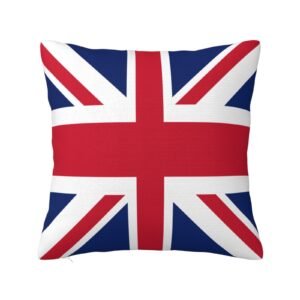 Square Throw Pillow Covers for United Kingdom Flag Pillowcase for British Couch Sofa Bedroom