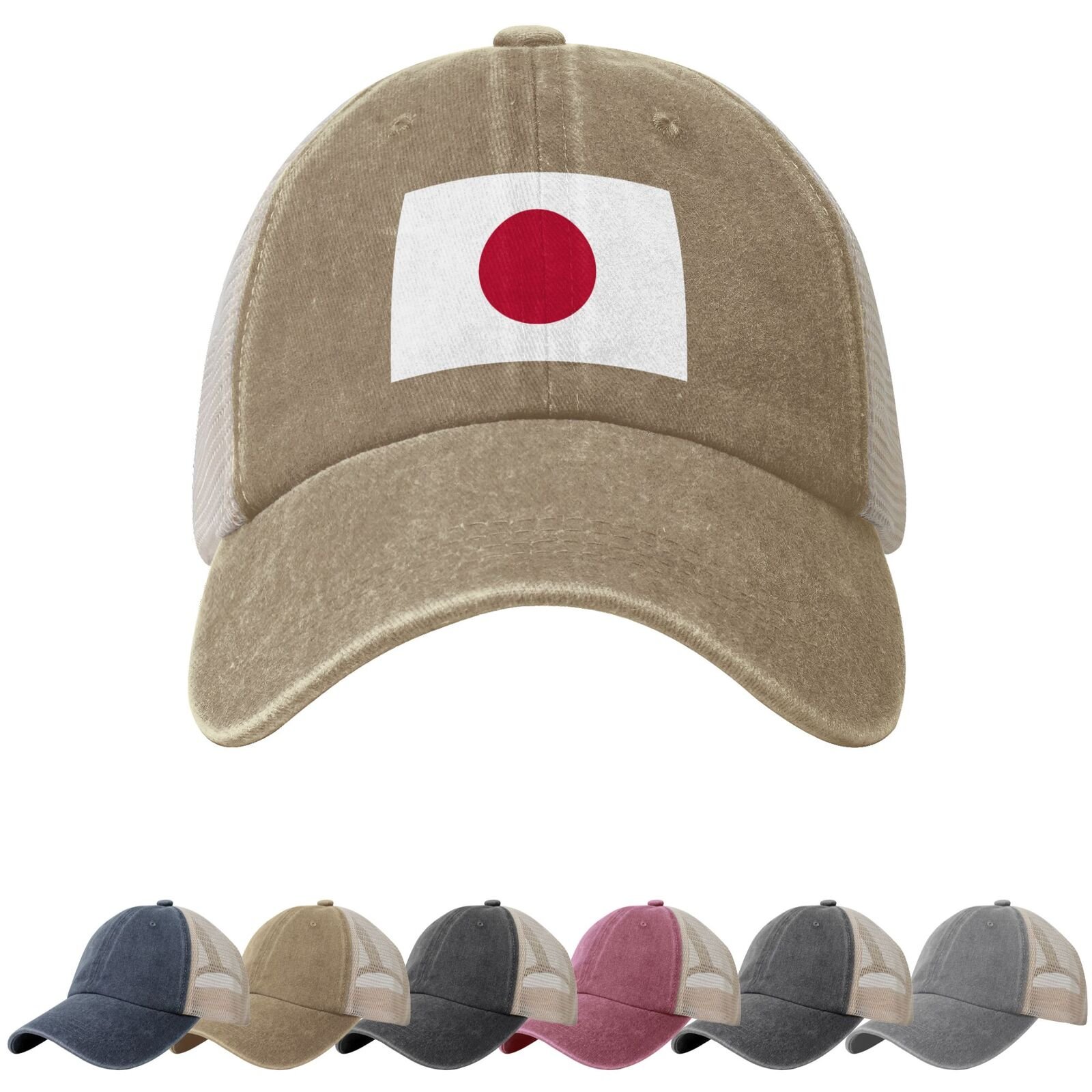 Zonnehoeden met Japanse vlag voor mannen en vrouwen, cowboypet met mesh-onderkant, Japanse truckerpet - Image 5