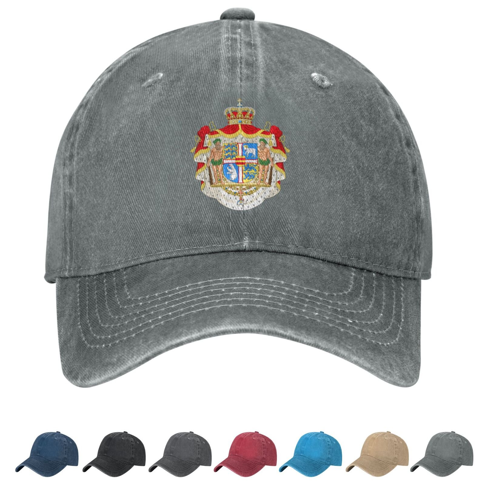 Coat of arms of Denmark Denim Baseball Cap Danish Casual Unisex Vintage Adjustable Flag Trucker Hat Black - Image 3