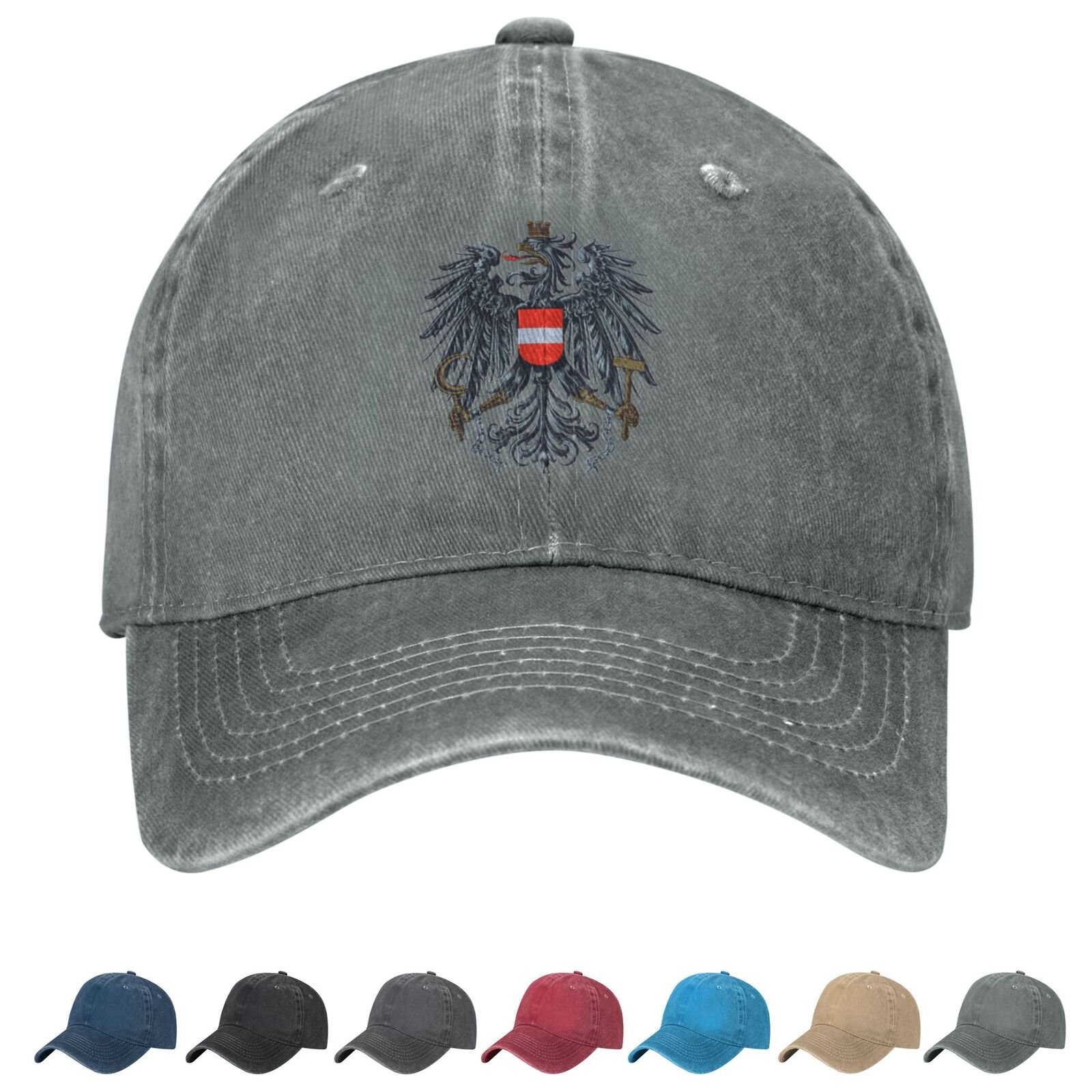 Coat of arms of Austria Denim Baseball Cap Austrian Casual Unisex Vintage Adjustable Flag Trucker Hat Black - Image 3