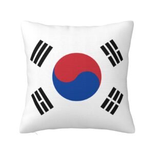 Square Throw Pillow Covers for Korea Flag Pillowcase for Korean Couch Sofa Bedroom