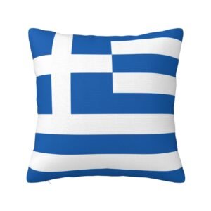 Square Throw Pillow Covers for Greece Flag Pillowcase for Greek Couch Sofa Bedroom